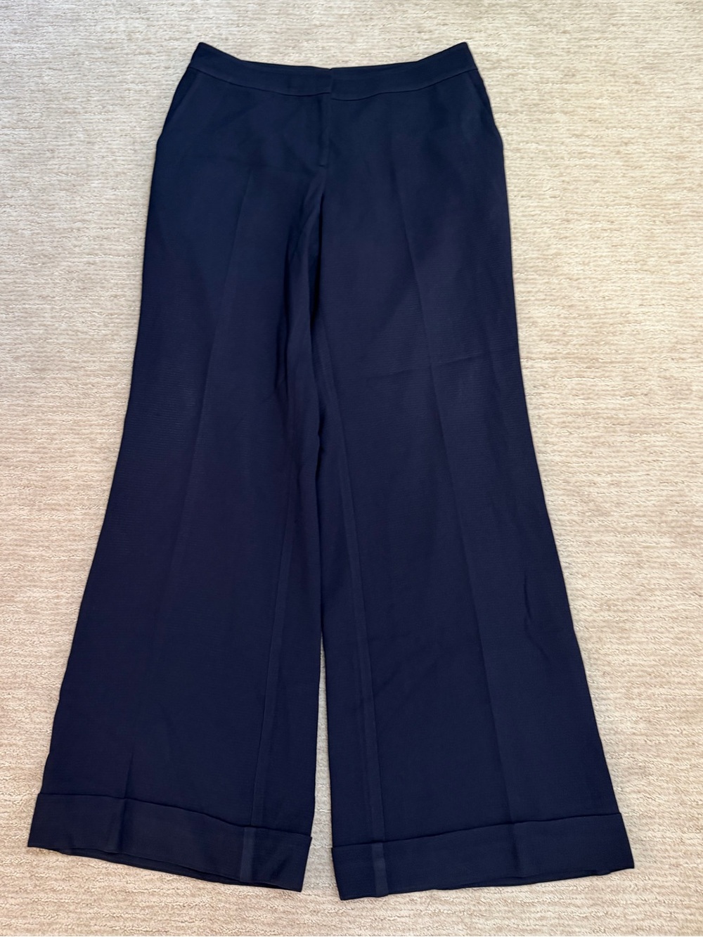 St. John Navy Wide-Leg Dress Trouser Pants
